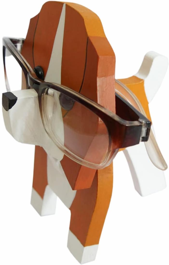 Red Dollar Handmade Wood Carved Animal Eyeglass Holder, Cute Sunglasses Display Stand, Nightstand Home Office Desk Decor, Christmas Holiday New Year Business Gift for Men Women Adults (Dog) - Image 2